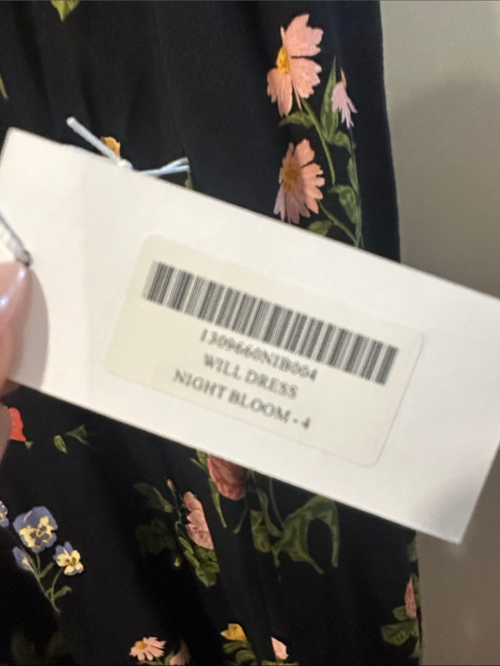 Reformation Will Black Floral Night Bloom Long-Sleeve Mini Dress Size 4 - Picture 12 of 12